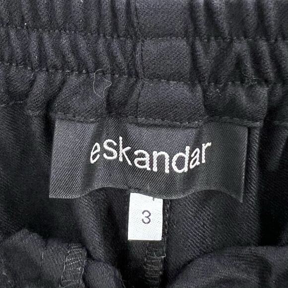 Eskandar Black 100% Wool Pull On Wide Leg Trouser Pants Size 3 - Picture 4 of 6